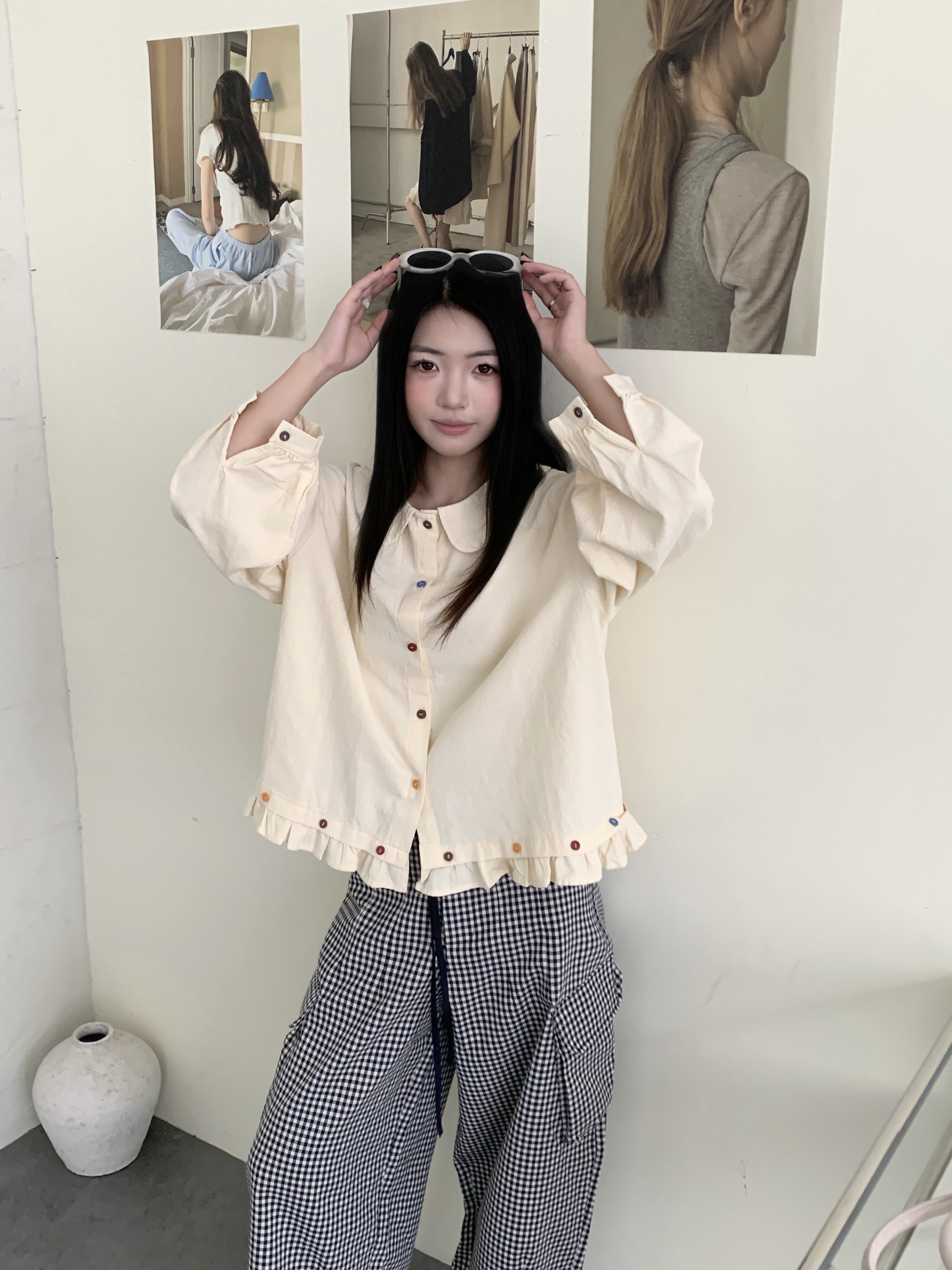 彩色木扣繽紛文青襯衫 5
