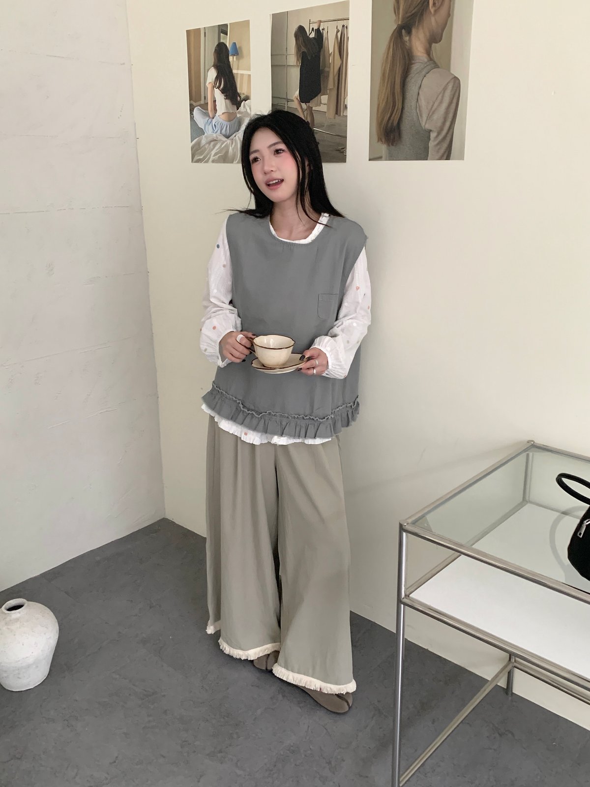 流蘇鬆緊日系寬褲 4