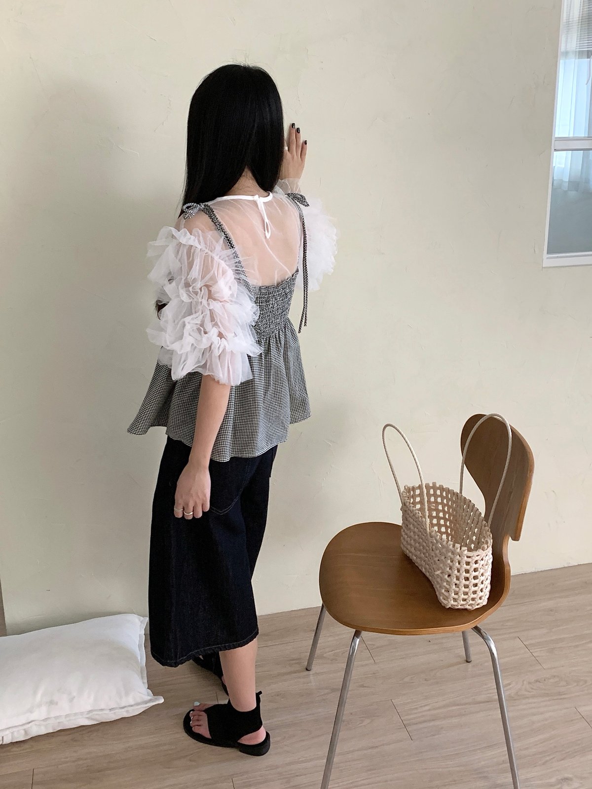 打底日系泡泡袖罩衫（不含細肩帶背心） 7