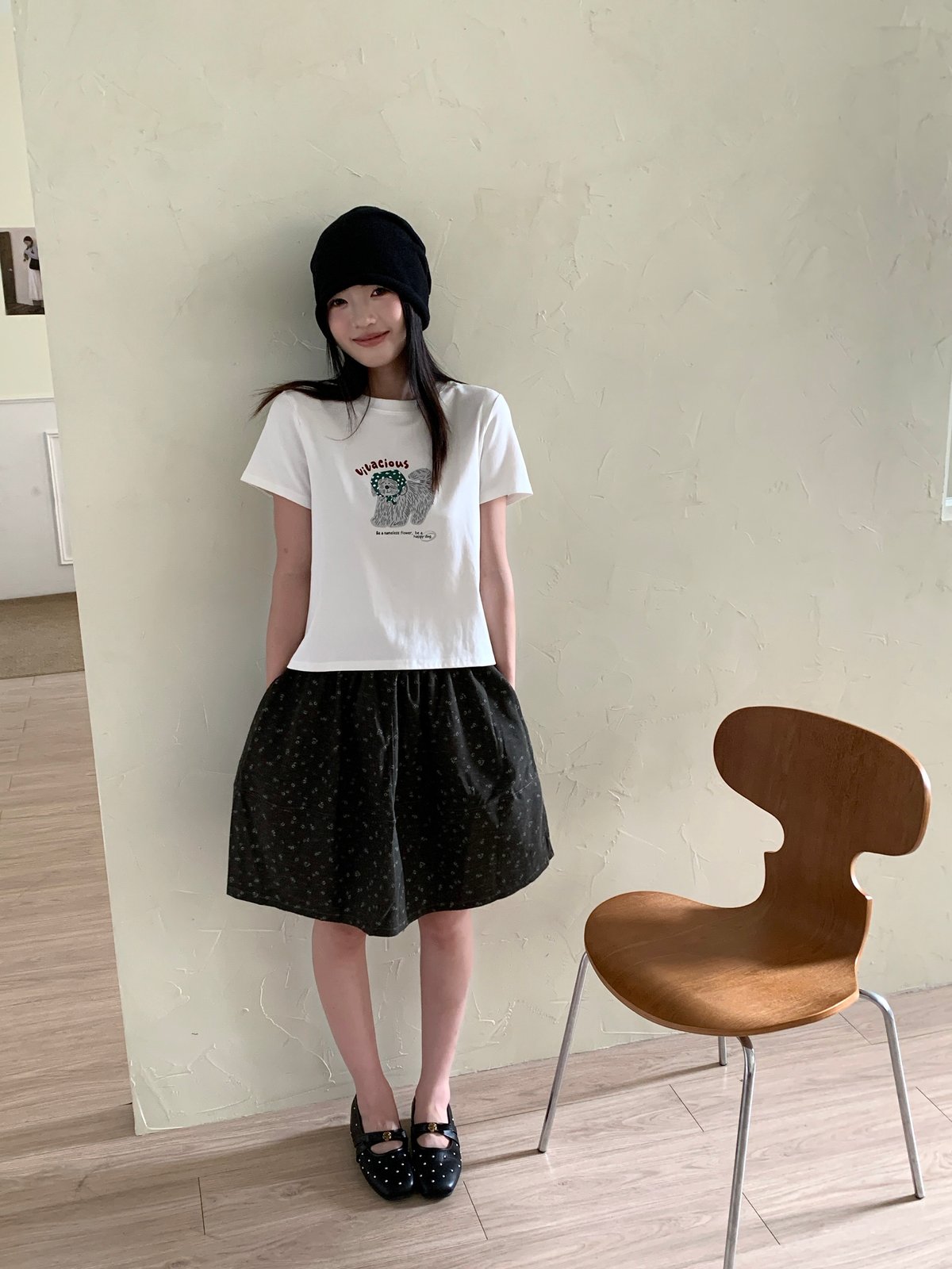 碎小花花鬆緊小圓短裙 2