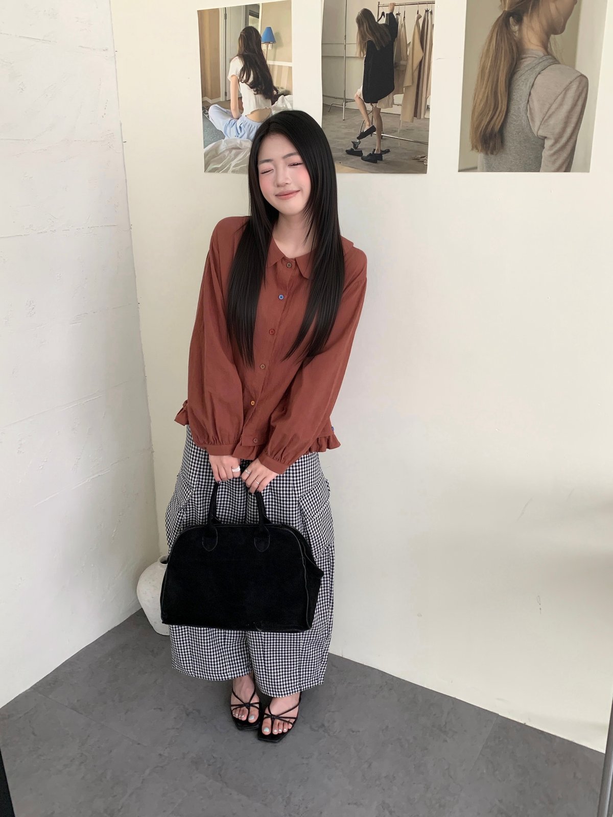 彩扣荷葉娃娃日系襯衫 7