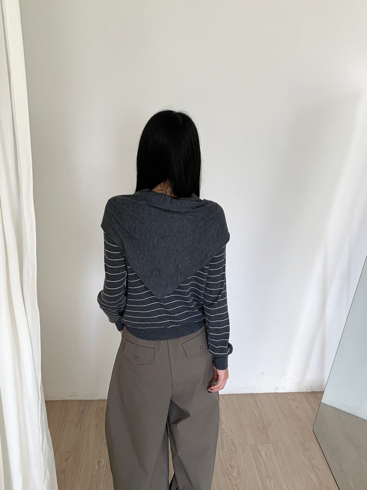 條紋針織開襟兩件式上衣 3