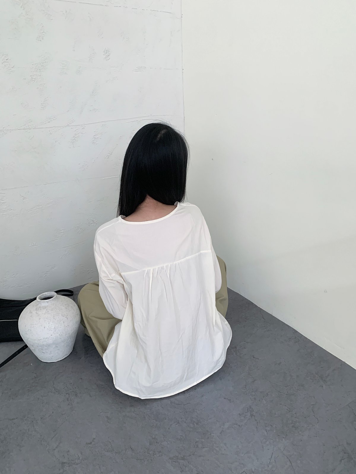 蕾絲壓摺木釦復古襯衫 5