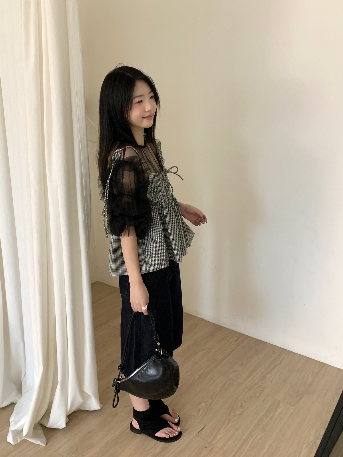 直筒寬版五分牛仔褲 5