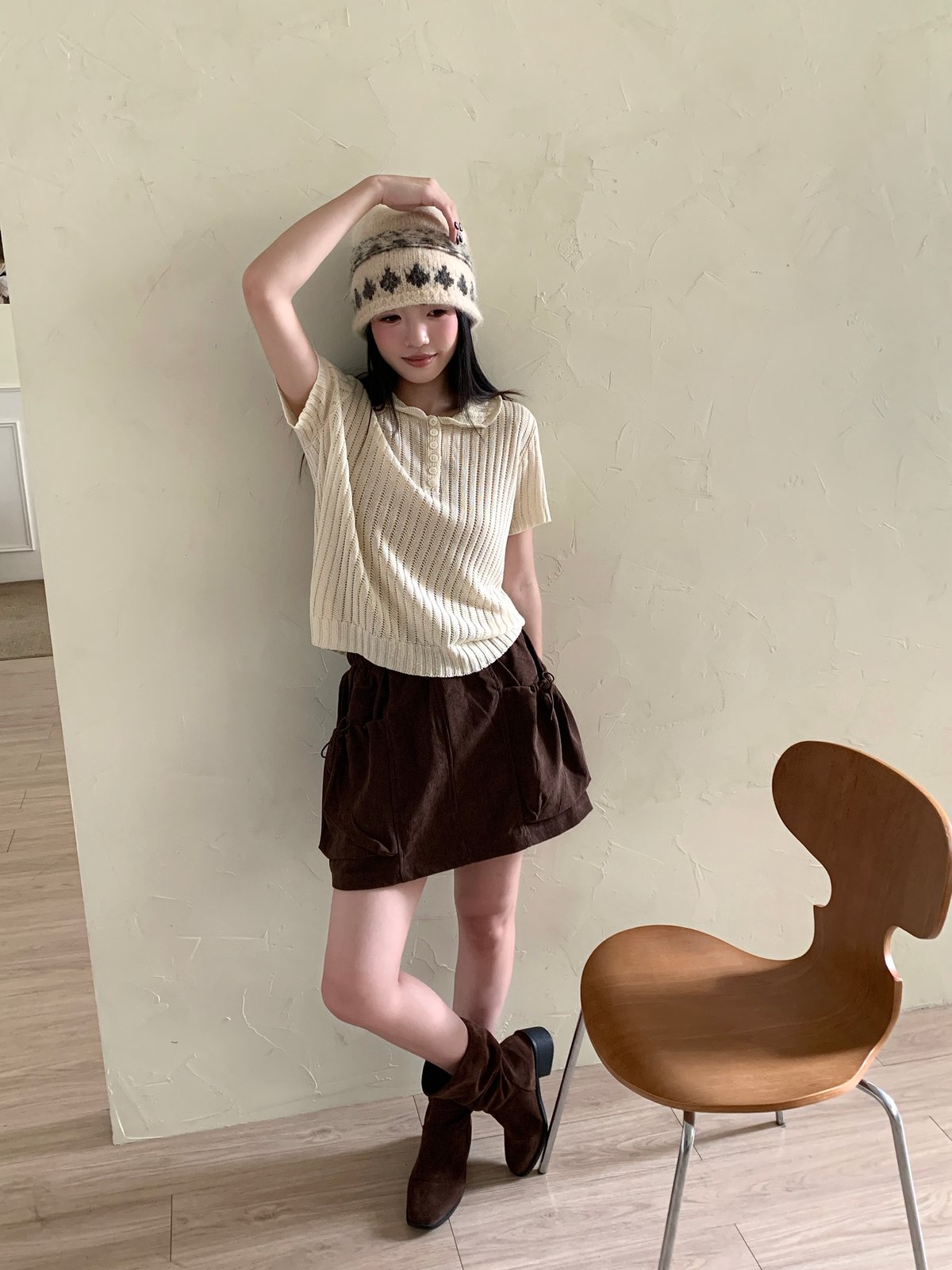韓國氣質小姐姐條針織上衣