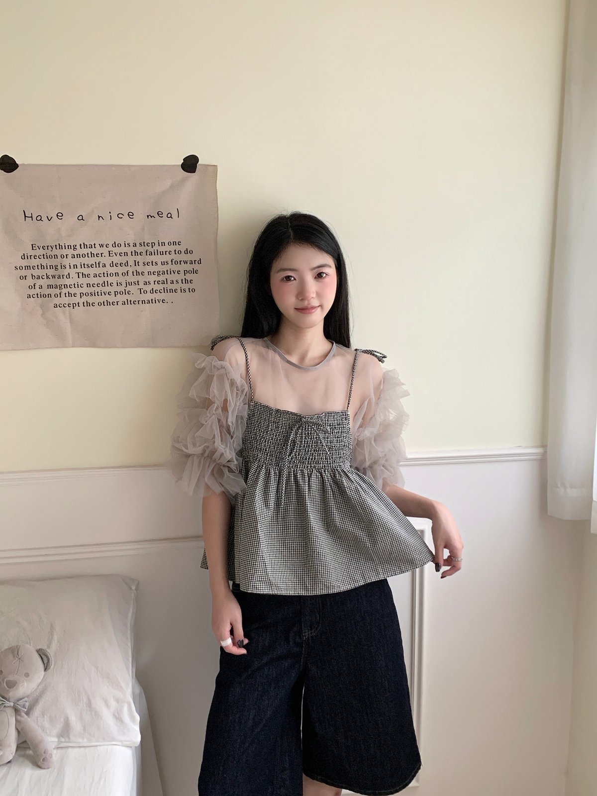 打底日系泡泡袖罩衫（不含細肩帶背心） 13