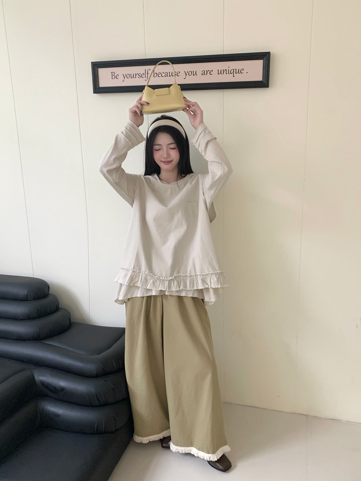 流蘇鬆緊日系寬褲 5