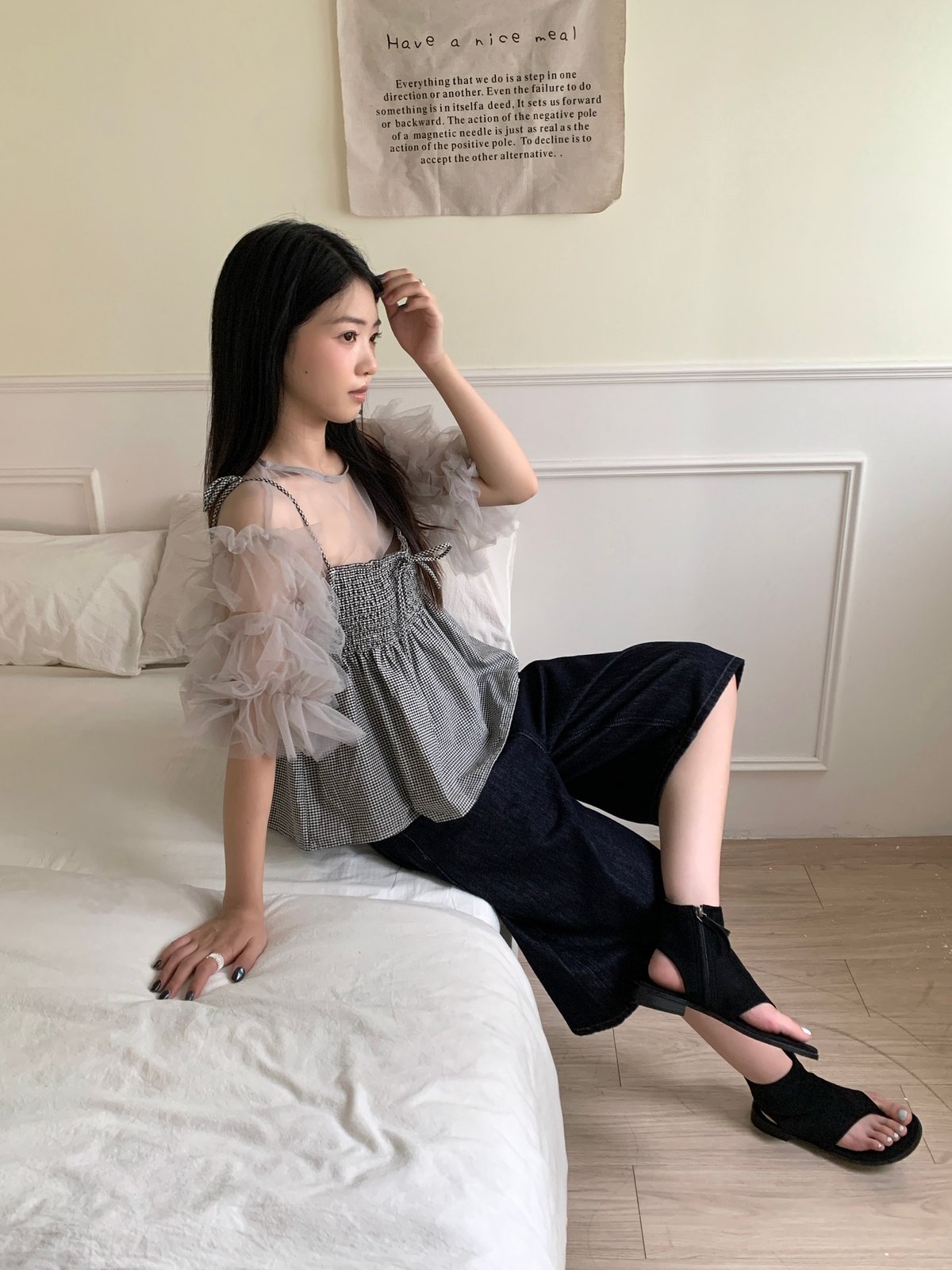 打底日系泡泡袖罩衫（不含細肩帶背心） 14