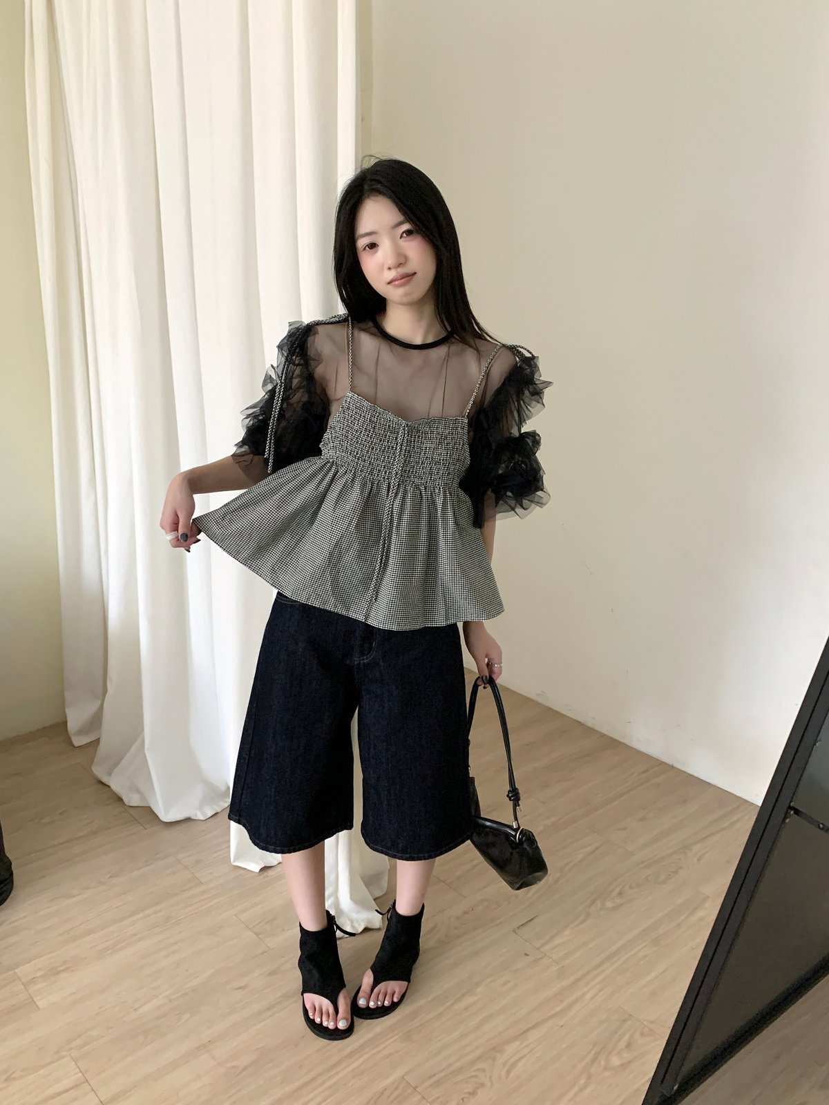 打底日系泡泡袖罩衫（不含細肩帶背心） 10