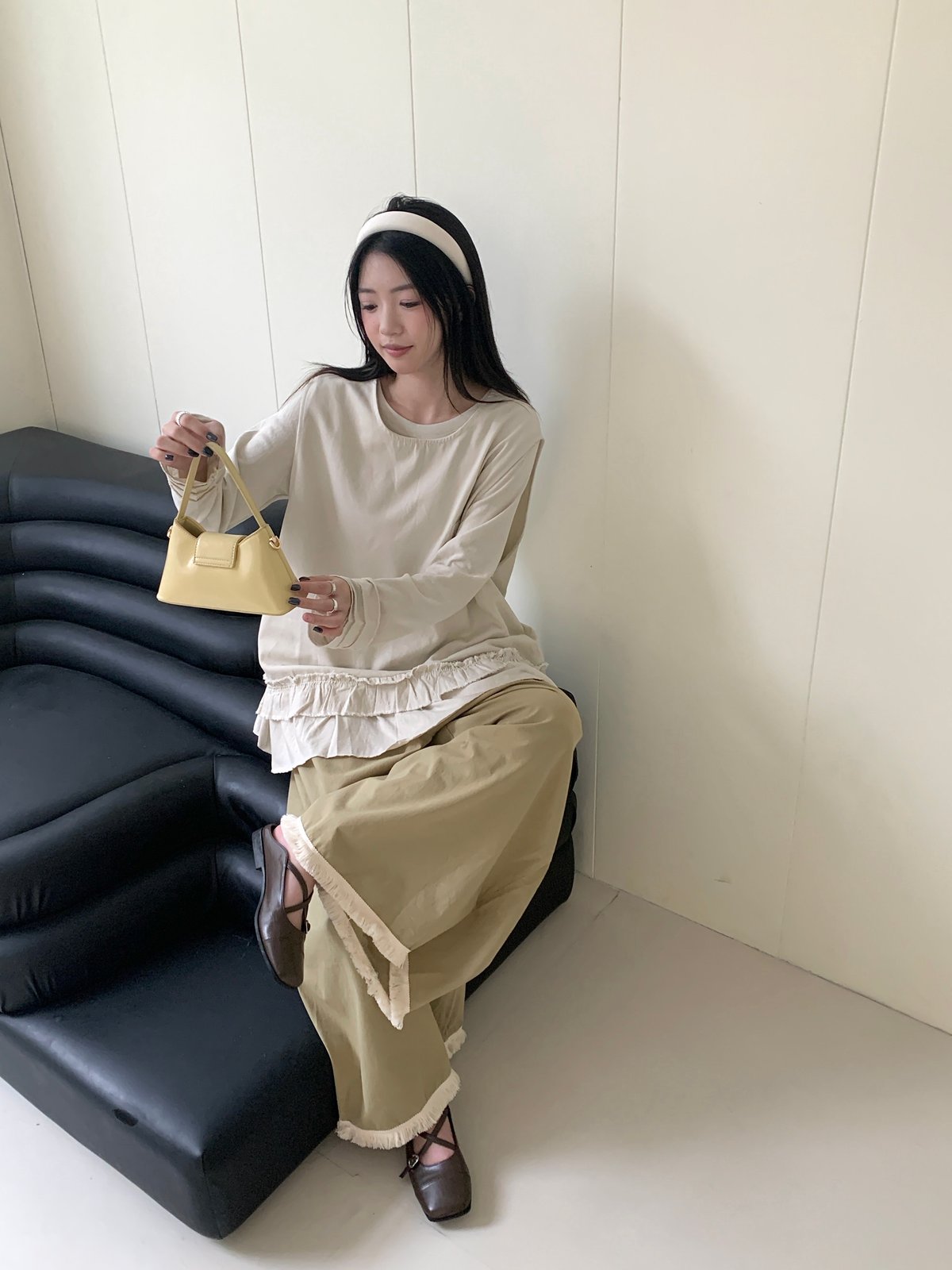 荷葉拼接寬鬆長袖上衣 3