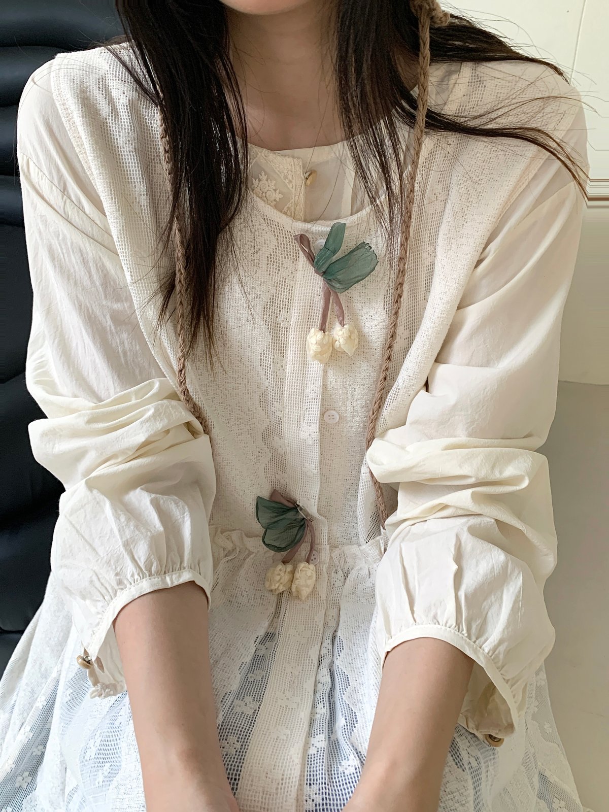 日系蕾絲罩衫洋裝 6