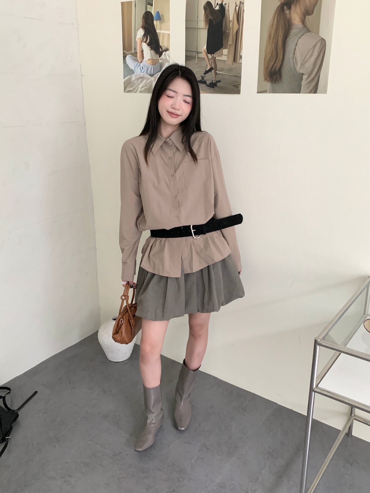 背後小設計挺感寬鬆襯衫外套 2